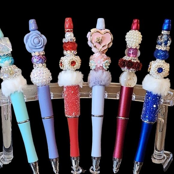 New! Karen's Kustom Made Beautiful Beaded Pen w/Free Ink Refill - Picture 4 of 16